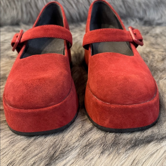 Camper Red Suede Platform Mary Janes Size 37 - Picture 5 of 8